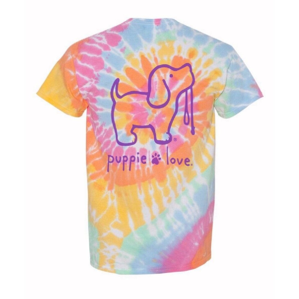 Puppie Love Dog Tie Dye Short Sleeve T-Shirt - NEW Fast Ship